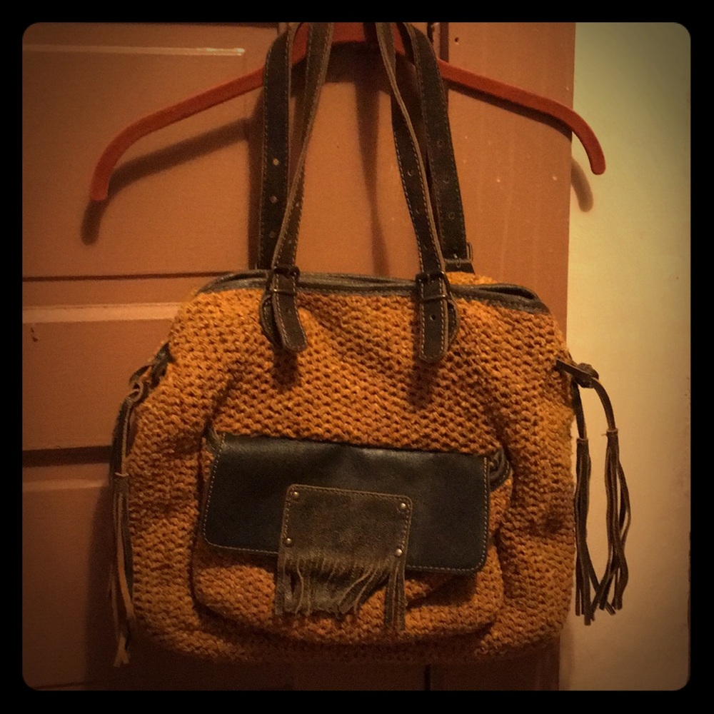 Bonfanti made in Italy wool and leather handbag